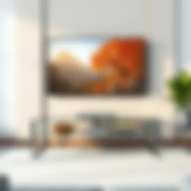 Modern Glass TV Stand Modern glass TV stand offering a minimalist look, complementing a contemporary interior design