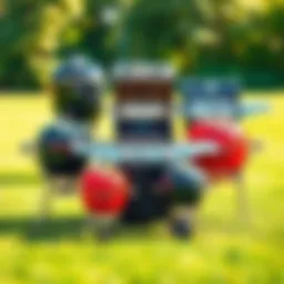 A diverse range of BBQ grills showcasing various sizes and styles