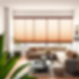 Elegant living room featuring modern apartment blinds