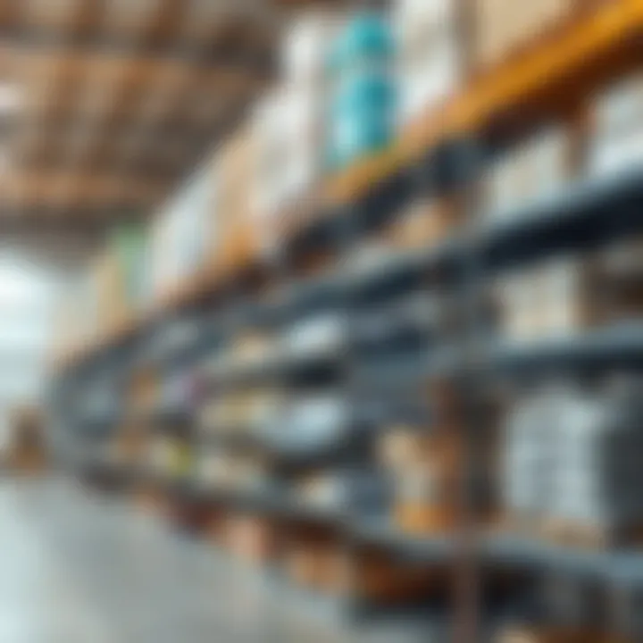 Diverse types of shelving solutions in a warehouse