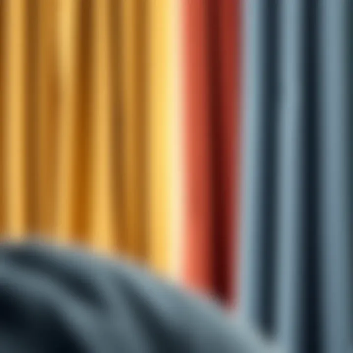 A variety of fabric swatches for curtains displayed