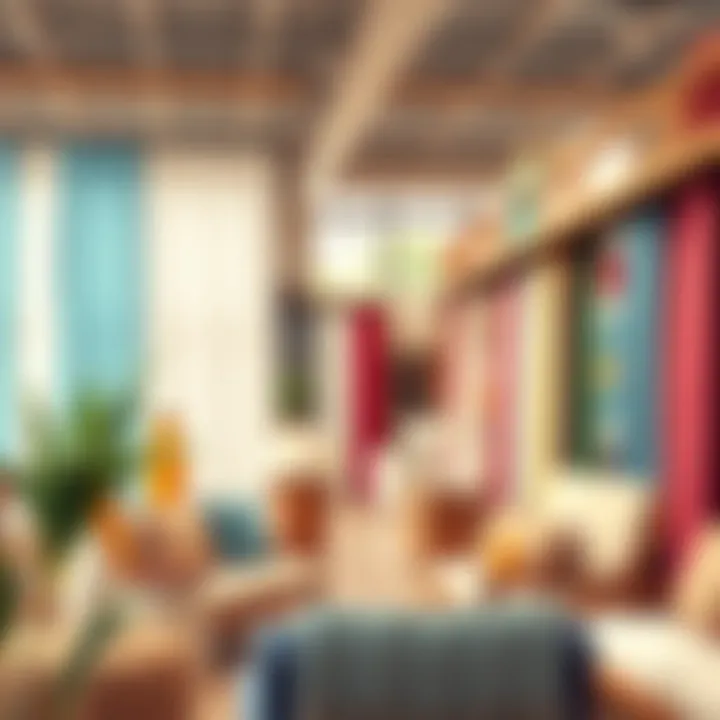 A well-stocked home decor store showcasing curtains