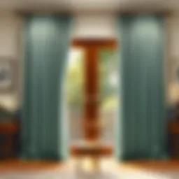 Elegant wide panel curtains enhancing a sliding glass door