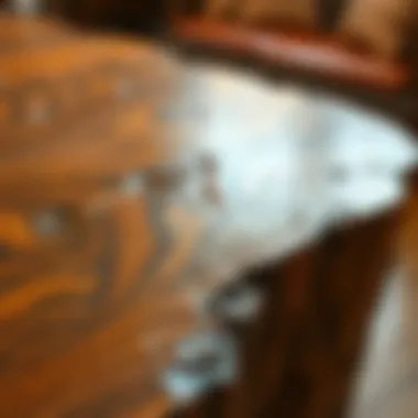 Detail of Williston Forge rustic coffee table with unique textures